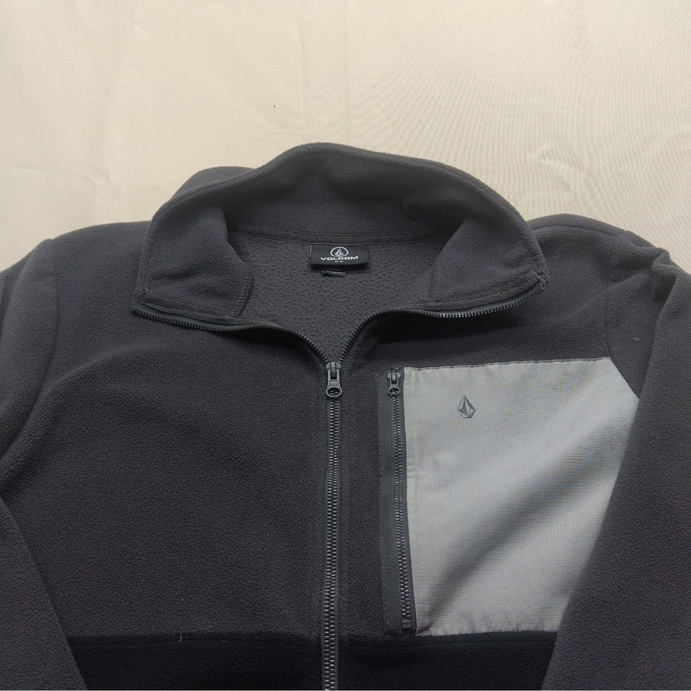 Vntg VOLCOM Oakhurst Men's Black Fleece Zip Up Snowboarding Jacket Size M